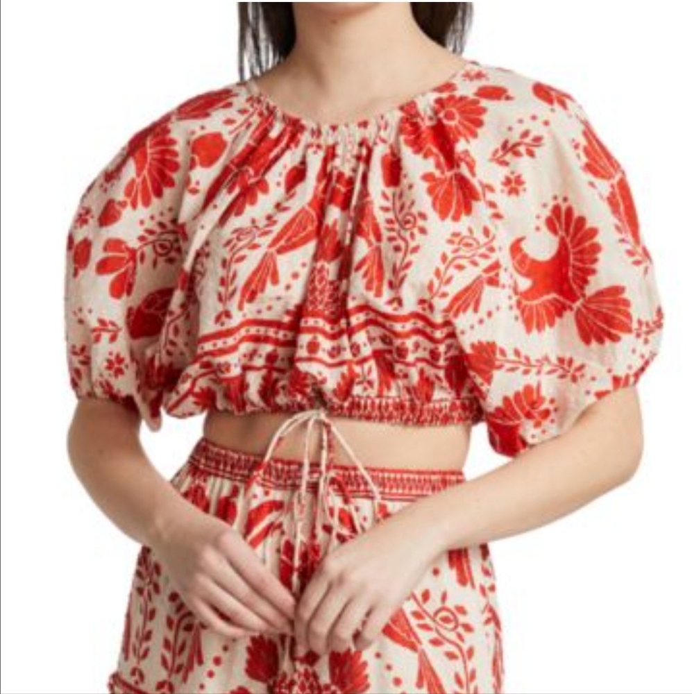 Farm Rio Jungle Flow Eyelet Crop Top